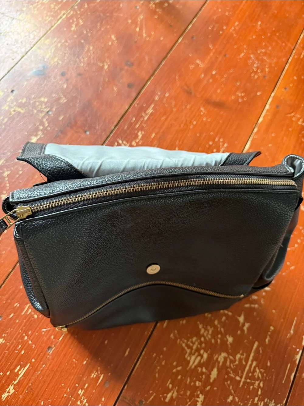 Freshly Picked Black Leather Diaper Bag